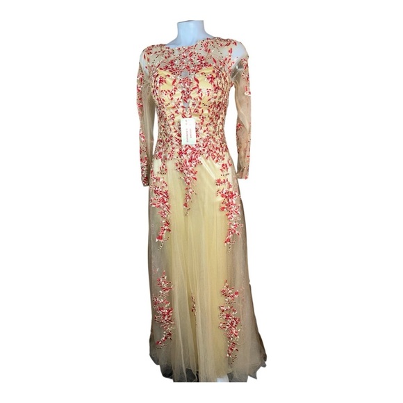 MEIER Women’s Illusion Long Sleeve Embroidery Prom/Formal Dress – Size 8 NWT - Picture 2 of 16